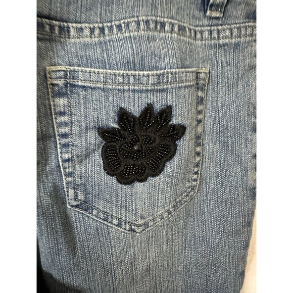 Boston Proper Women’s Black Embroidered High Rise Bootcut Denim Jeans 10 - Picture 4 of 10